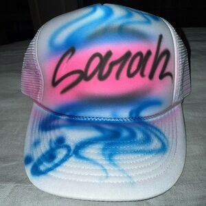 Custom Airbrushed Trucker Hat - Pink and Blue